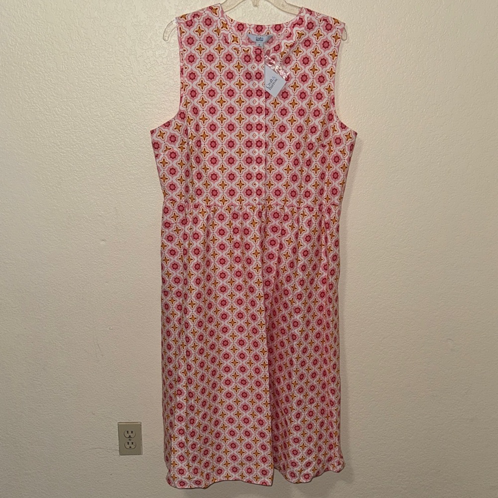 Croft & Barrow Sleeveless Pink and Orange Patterned Midi Dress